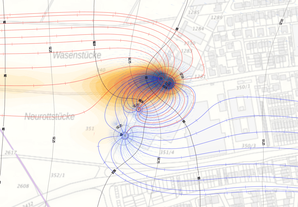 Mathematische 3D Grundwasser -und Wärmetransportmodelle